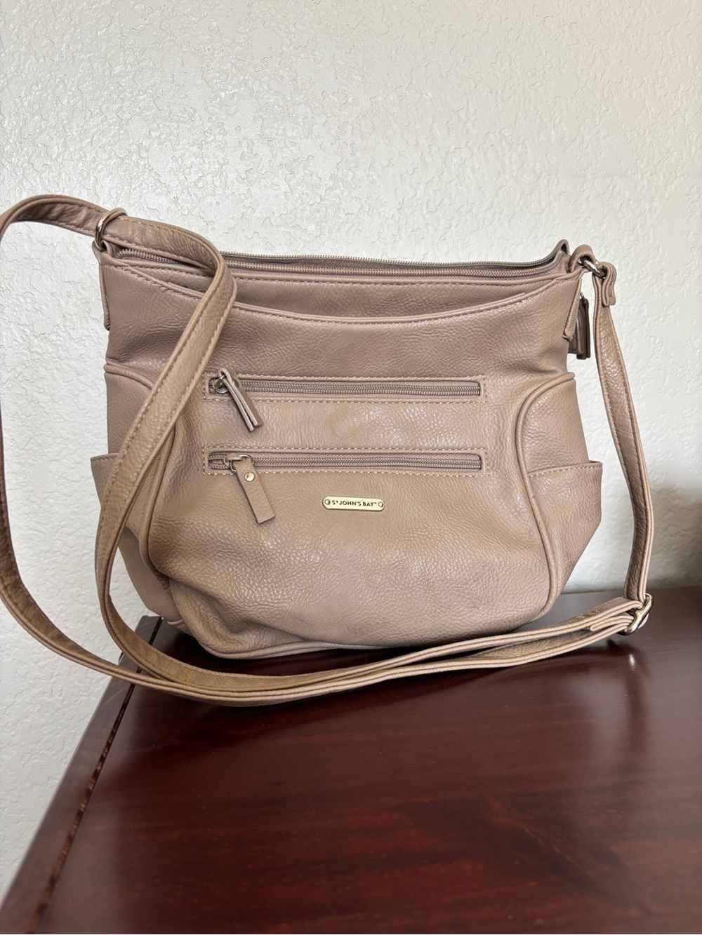 St. John's Bay Taupe Crossbody Bag medium size